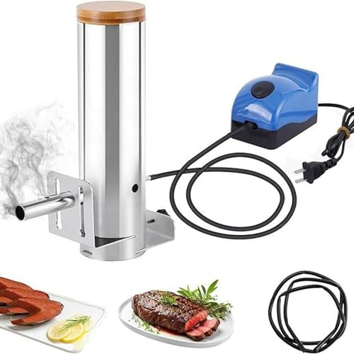 Pelletsrökare, varm och kall rökgenerator med lock och luftpump, bärbar elektrisk grillning, justerbar rökvolym för rökt kött, fisk, ost, grönsaker
