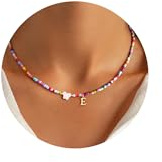 Turandoss Kette mit Buchstaben Damen Buchstaben Kette Mädchen Bunte Perlenkette mit Namen Initialen E, Halskette Damen Schmuck Geschenke für Mädchen 7 8 9 10 11 12 13 Jahre Frauen Freundin