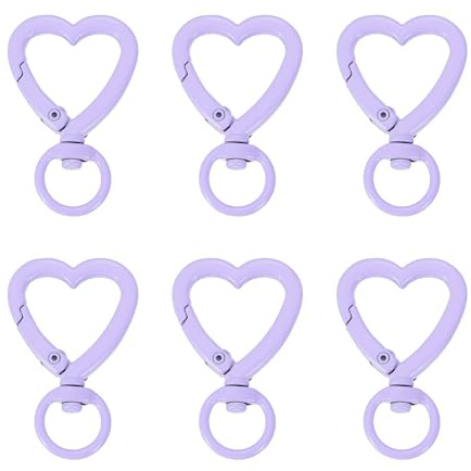 QUARKZMAN 6 Piezas De Hebillas Giratorias En Forma De Corazón Morado, De Ferretería Para Hacer Manualidades, Ganchos De Resorte De Aleación De Zinc Para Llaveros, Monederos, Bandoleras Y