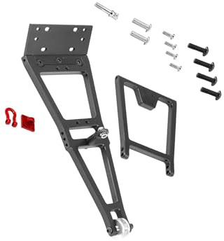 wueiooskj Mejora Sencilla de un vehículo RC a Escala 1/10 con Kit de construcción Remolque y Brazo Remolque Aluminio Que Mejora la funcionalidad. Cabrestante RC, grúa camión con Doble Soporte, Negro
