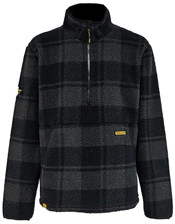 DEWALT Deansway Men’s Borg Fleece Jacket, Warm Work Fleece with Funnel Neck, Quarter Zip Pullover, Regular Fit, Durable Polyester, Workwear Fleece with Pockets, Grey/Black, X Large