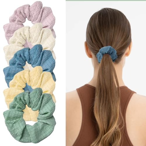 5 Chouchous, élastiques pour cheveux, attaches queue de cheval douces, bandeaux larges sans dommages, accessoires capillaires (A)