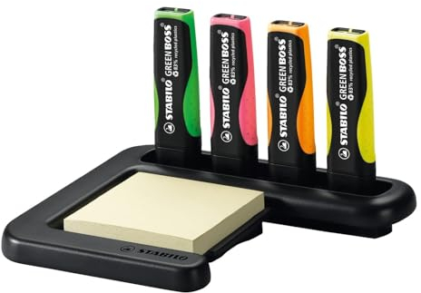 STABILO - Umweltfreundlicher Textmarker - GREEN BOSS - 4er Tischset - grün, rosa, orange, gelb