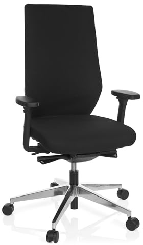 hjh OFFICE 608841 Profi Bürostuhl PRO-TEC 700 Stoff Schwarz Drehstuhl ergonomisch, Sitztiefe & Armlehnen verstellbar