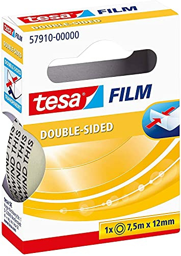 Tesa - Nastro biadesivo perfetto per foto e carta, 10 m x 15 mm, in scatola di metallo, 7,5 m x 12 mm