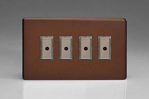 Varilight Eclique 2 4-Gang 1-Way Remote/Tactile Touch Control Master LED Dimmer Light Switch 4 x 0-100W (Max 10 LEDs) Mocha JDME104S