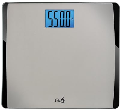 Eat Smart Precision 550 Pound Extra-High Capacity Digital Bathroom Scale, Extra-Wide Platform, Stainless Steel Body Weight Scale with Step-On Tech, Silver