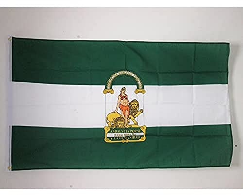 AZ FLAG - Bandera Andalucía - 150x90 cm - Bandera Andaluza 100% Poliéster ligero Con Ojales de Metal integrados - 80g