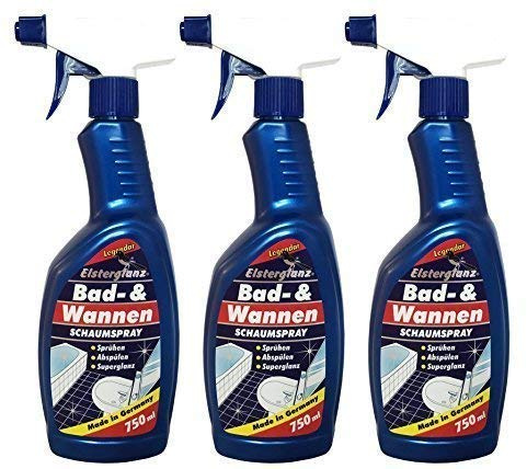 Preisjubel 3 x 750ml Elsterglanz Bad- und Wannen Schaumspray, Badreiniger, Wannenreiniger