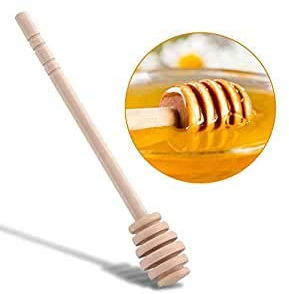 50pcs Cuillère à Miel en Bois, Mini bâtons de Distributeur de miel, Bâtons en bois de plongeur de miel, remuant le bâton Portables pour le pot de miel arrosent le miel (10cm / 3.9inch)