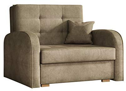 Mirjan24 Schlafsofa Viva Gold I mit Bettkasten, einsitzer Polstersofa mit Schlaffunktion inkl. Kissen, Bettsofa, Farbauswahl, Wohnlandschaft (Paros 3)