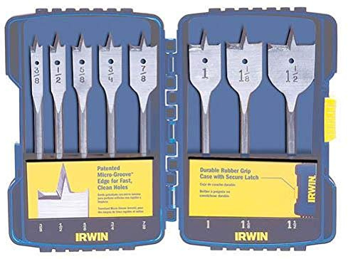 Irwin 341008 8-Pcs 6 x 1/4 Blue-Groove Hex Shank Speedbor Spade Bit Set