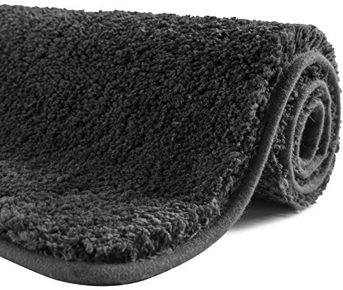 SFLXO Badematte, Rutschfester Badezimmerteppich, 120 x 70 cm, Dunkelgrau | Maschinenwaschbarer Badteppich aus weicher, flauschiger und saugfähiger Mikrofaser, als Badvorleger vor Dusche und Badewanne