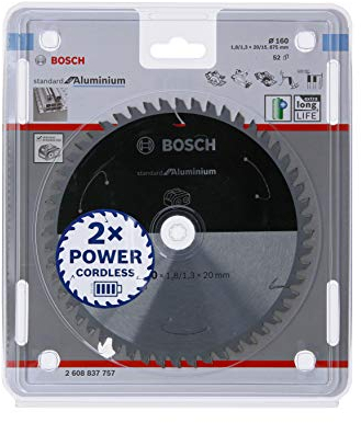 Bosch 1x PRO Aluminium Kreissägeblatt für Akku-Handkreissägen (für Aluminium, Nichteisenmetalle, Ø mm, Professional Zubehör Handkreissäge)