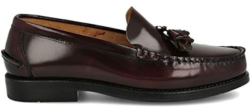 PAYMA - Mocassini Scarpe Loafer in Pelle da Uomo, Prodotto in Spagna. Scarpe Classiche Mascherina e Nappe per Cavaliere, Suola in Gomma Flessibile. Colore: Borgogna Nappe, Taglie: EU 42