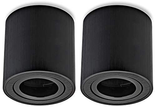 Sweet Led spot en Saillie GU10 Orientable Plafonnier Spots avec Douille GU10 Rond en Plafond Aluminium Noir Ø80x84mm pour Salon et Chambre 2 Pcs