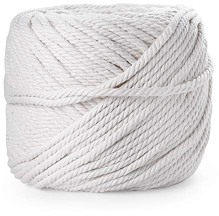 HellDoler Corda Macramè 5mm x 100m in Cotone Bianco - Per Appendere a Parete, Appendini per Piante, Artigianato, Progetti Decorativi