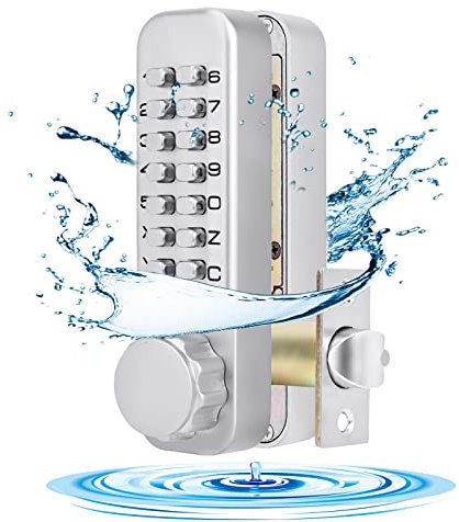 Byged Mechanical Keyless Entry Door Lock, Waterproof Keyless Entry Door Keypads Deadbolt Lock Stainless Steel Digital Outdoor Gate Combination Door Locks for Garage Hotel Office