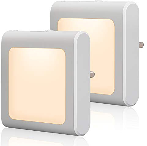 Emotionlite Dimmable Night Light, LED Nightlights Plug in Wall, Stepless Dimming, Brightness Adjustable for Kids, Baby, Bedroom, Bathroom, Hallway, Stair, Kitchen, Corridor, Warm White, 2 Pack