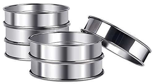 Crumpet Rings, 6PCS Stainless Steel Double Rolled English Muffin Rings for Baking, Round 4 Inches/10.5cm
