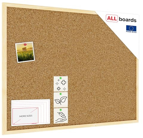 ALLboards Pinnwand mit Holz Rahmen 80x60cm Korktafel Korkwand Pinnwand Kork