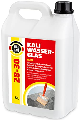 HALBAU Kaliwasserglas 28-30 Rein 5 Liter Kali Wasserglas, Haftgrund | Beton Versiegelung, Holz Imprägnierung, Verkieselung, Mauerabdichtung, Betonschutz, Holzschutz