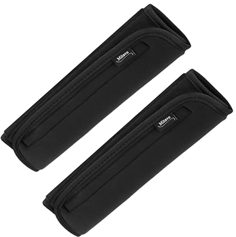 Mitavo Universal Auto Gurtpolster Set, 2 Stück in Schwarz, 25x7 cm Groß - Weiche Sicherheitsgurt Schutzkissen Gürtelkissen Schulterpolster für Komfort & Schutz, Kindersitz, Rucksack und Taschen