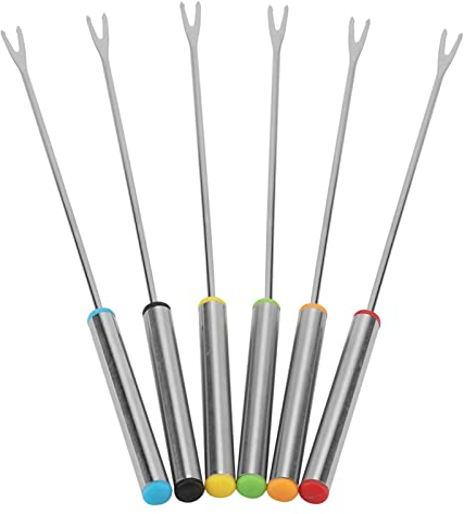Hapivida 6pcs/Set Stainless Steel Fondue Forks, Heat Resistant Long-Handled Chocolate Cheese Dessert Forks Kitchen Tool