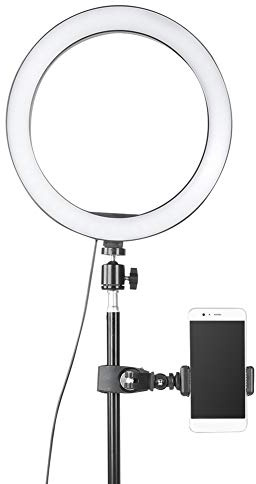 Dimmerabile LED Desk Beauty Ringlight, USB Camera Video Lamp Ring Light con 3 modalità di luce Selfie Ring Light con treppiede Supporto per cellulare per trucco Fotografia 10 pollici