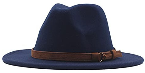 Fedora-Schnalle, breiter klassischer Hut, Schlapphut, Wolle, Panama, Damen, Gürtel, Baseballkappen, schwarz, verstellbare Mütze, BA-Navy, Einheitsgröße