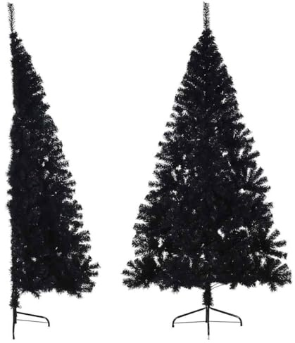 vidaXL Halv plastgran med stativ svart 180 cm PVC, halv julgran, konstgjord julgran, konstgran, halva julgranar, konstgjorda julgranar, konstgranar