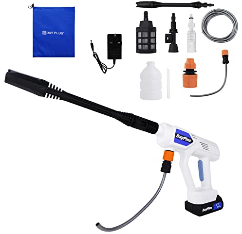 Portable Cordless Power Washer, Handheld Pressure Washer 21V 120W Battery Powered Car Washer Cleaner, Extension Bar, 5M Hose, Garden/Outdoor Cleaning Tool