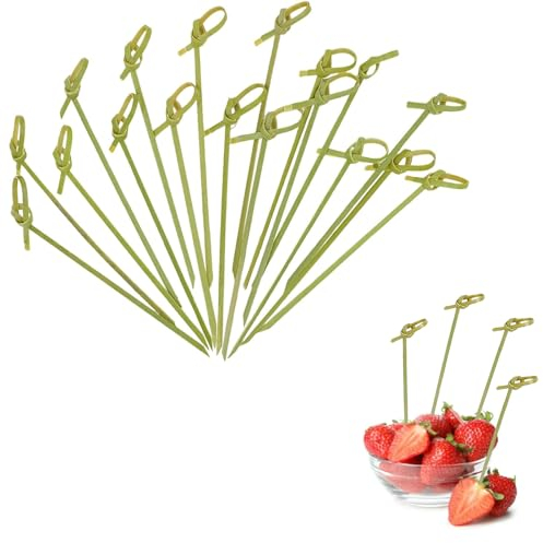 Spldsun 100 st bambu cocktailpinne, dekorativ tandbotepinne, cocktailspett, träspett, för frukt, snacks, underhållning, smörgåsar (12 cm)