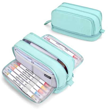 Sciphylia Federmäppchen Groß Mäppchen Große Kapazität 4 Fächer Federmäppchen Für Kinder Studenten Mädchen Jungs Multifunktional Mäppchen Für Schule Büro Makeup, hellgrün