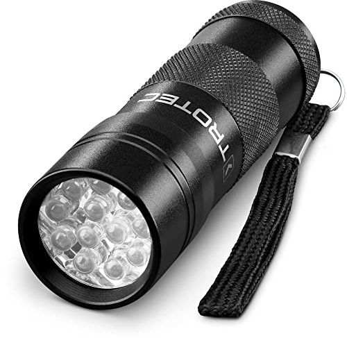 TROTEC 6F - Lampe torche UV 365 nm, 12 LED, 1000 mW, boîtier aluminium | géocaching, contrôle d’hygiène, billets, documents et détection de fuites