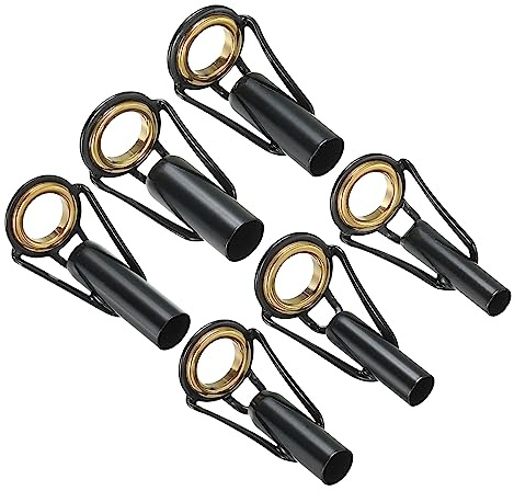 PATIKIL 6 Stück Angelrute Reparatur Spitzenring 4-6.5mm Rutenringe Edelstahl Pfahl Ring Leitfaden Ersatz für Salzwasser Süßwasser Fischen Golden