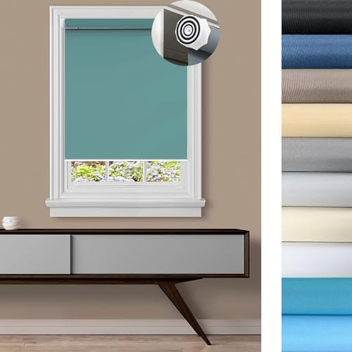 Thermorollo Ohne Bohren Klemmfix 75 x 100 cm Hitzeschutz und Sichtschutz, Blickdichtes Seitenzugrollo Inkl. Aller Montage-Teile für Fenster und Türen, Himmelblau