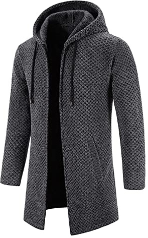 T-Shirt Vintage Anni 90 Cappotto Lavorato a Maglia Cardigan Caldo da Uomo Autunno e Inverno con Cerniera con Cappuccio Solido Champagne E Montagne