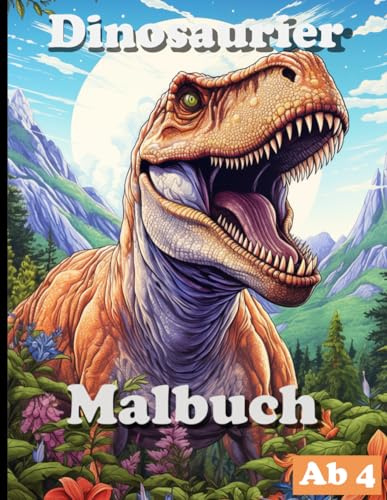Dinosaurier Malbuch: Malbuch mit realistischen Dinosauriern in natürlicher Umgebung