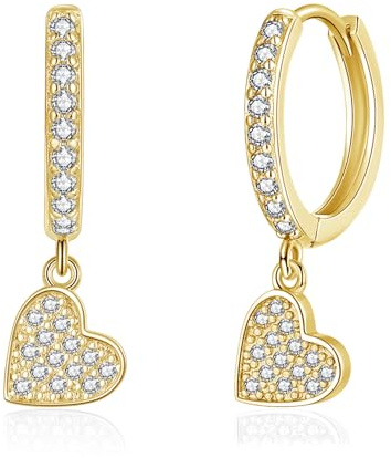 Kamise Creolen Silber Ohrringe Hängend, 925 Sterling Silber Creolen Ohrringe für Damen, Hypoallergen Hängeohrringe mit Stern Herz Schmetterling Anhänger, Kreolen Ohrringe Ohrhänger mit Zirkonia