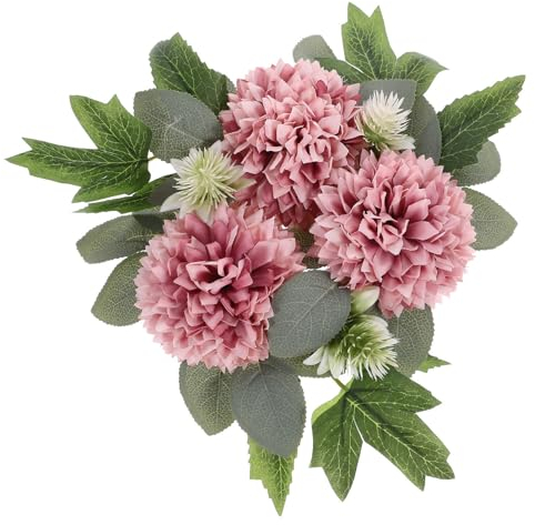 STOBAZA Kerzenkranz für Säulenkerzen mit Künstlichen Chrysanthemen aus Kunststoff und Seidenstoff Eleganter Blätterkranz für Vielseitige Deko und Festliche Tischdekoration