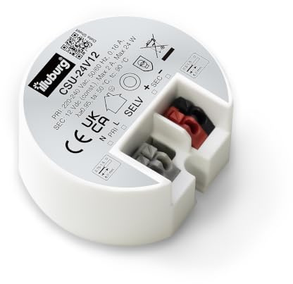 illuburg LED Trafo 12V 24W Kompakt 55x51x25mm Flackerfrei für LED Strip G4 GU5,3 LED Netzteil Treiber Transformator Driver Power Supply