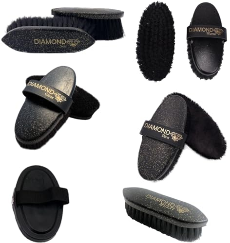 RL24 - Bürsten-Set Diamond Multi von Haas (6-teilig) | Putzzeug für Pferde | enthält 6 Pferdebürsten | entfernt Staub, Schmutz & loses Haar | Fellpflege & Glanz | Pferde Zubehör in schwarz/gold