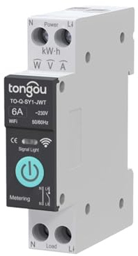 Commutateur de Disjoncteur Intelligent Tuya WiFi 1P 6A 10A 16A 20A 25A 32A 40A 50A 63A Commutateur WiFi de Télécommande Sans Fil pour Maison Intelligente (6A With Metering)