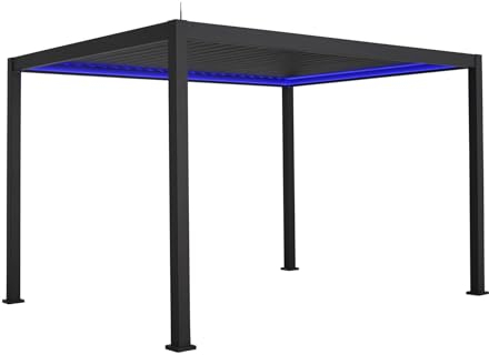 sweeek - 3x4m Pérgola bioclimática de Aluminio con iluminación LED, Triomphe 3x4m LED, Antracita, 391x301x250 cm