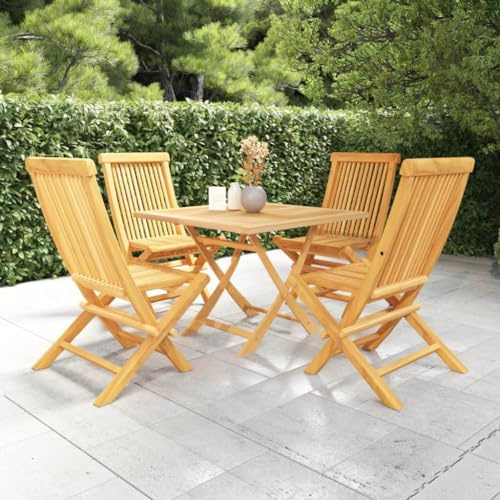 QZZCED Gartensofa-Set Garten-Couch-Set Terrassen-Sofa-Set Gartenmöbel-Sets 5-TLG. Garten-Essgruppe Massivholz Teak für Gärten, Terrassen, Balkone