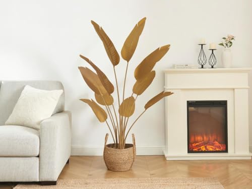 Vente-unique-Albero artificiale banano con vaso H.160 cm Dorato - NENDAZ