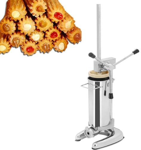 DPLXQPP Manual Churros Machine,3l 2l Spanish Donut Dessert,Stainless Steel Chocolate Jam Filling Machine,Latin Fruit Machine,Suitable for Commercial or Home Use (With Five Pairs of Molds),3L