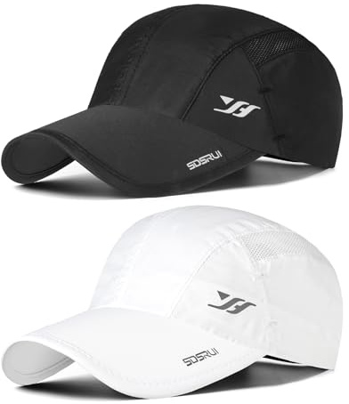 AYPOW 2Pcs Cappellino da Baseball ad Asciugatura Rapida Traspirante, Uomo Donna Casuale Moda Leggero Pieghevole Berretto da Baseball Cap per Sport all'Aria Aperta, Lavabile Regolabile Cappello Visiera