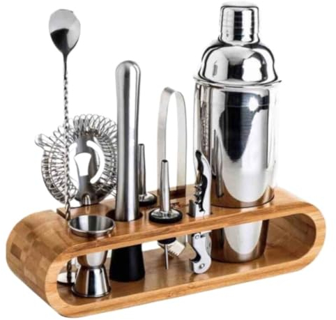 Kit de Coctelería Juego De Coctelera De Acero Inoxidable, Vaso Mezclador, Coctelera De Bar, Coctelera De Vino, Juego Completo De 10 Piezas Kit Cocktail Cocktail Set(Size:700ml)